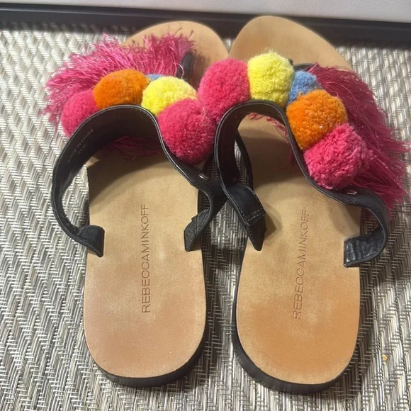 Colorful Pom Pom Sandals Rebecca Minkoff Women’s SZ 6.5 Box1 - Picture 4 of 6